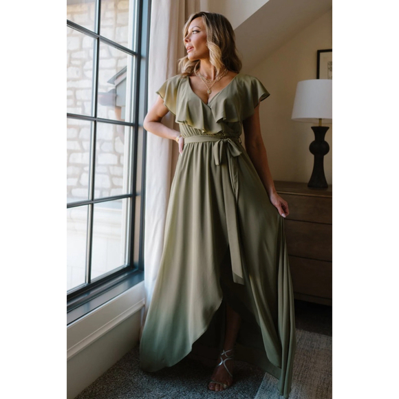 Baltic born Dresses & Skirts - Baltic Born | Katya Ruffle Maxi Dress | Dusty Olive - L
